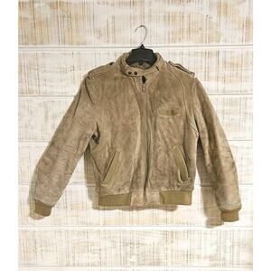 VINTAGE 80s In Crowd‎ by Celebration Leather Cowhide Bomber Jacket Sz Med